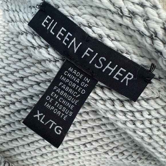 Eileen Fisher 100% Organic Cotton Twist Terry Zip-Front Moto Jacket Ash Size XL - Picture 9 of 10